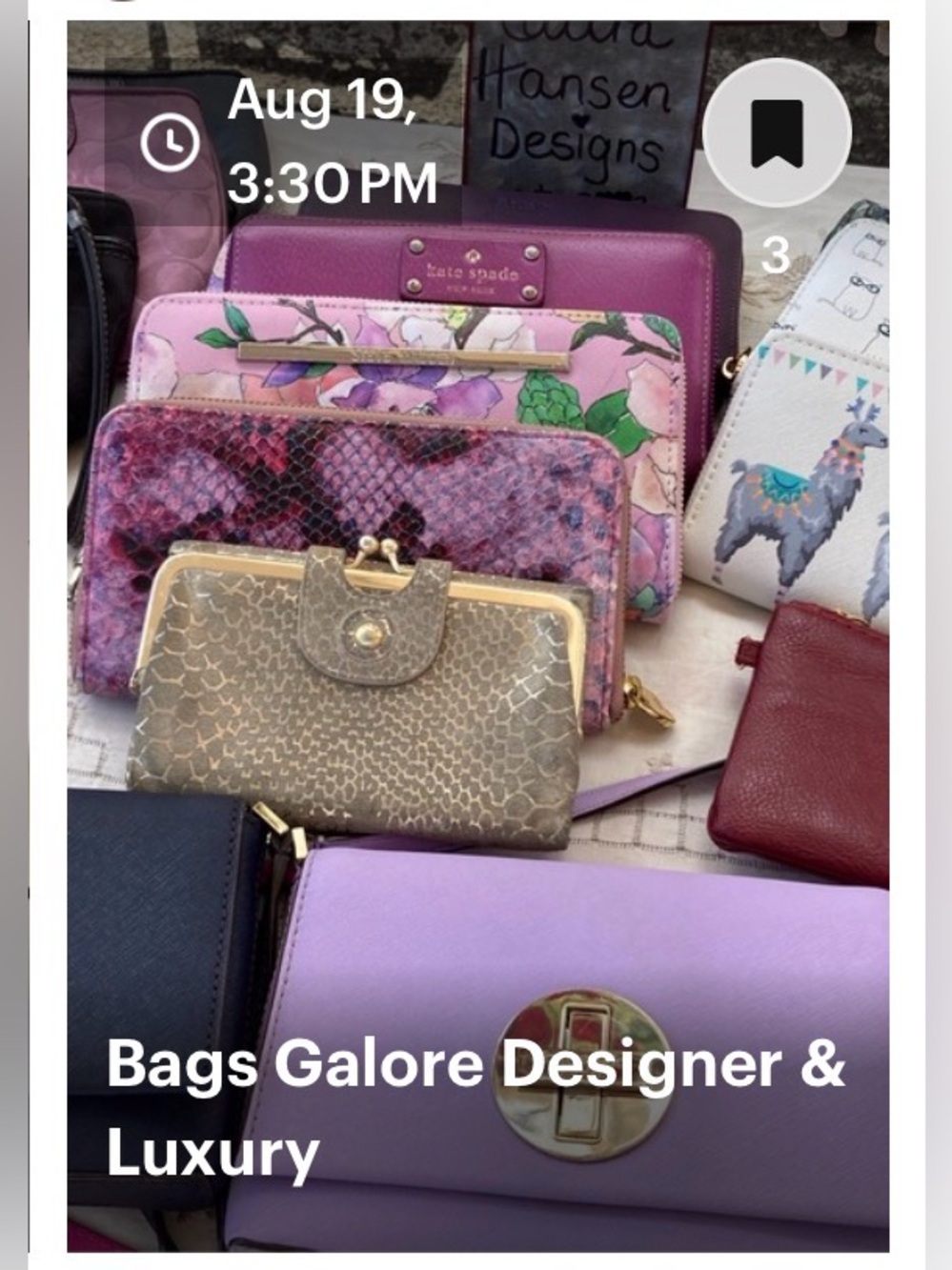 Weds Aug 19 Bags Galore 3:30 pm PT